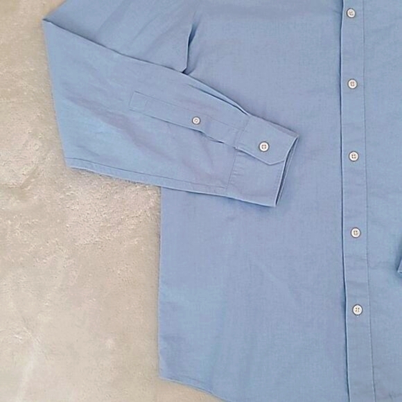 Michael Kors Linen Cotton Blue Button Down Shirt Mens Medium Tailored Fit Preppy - Picture 2 of 12